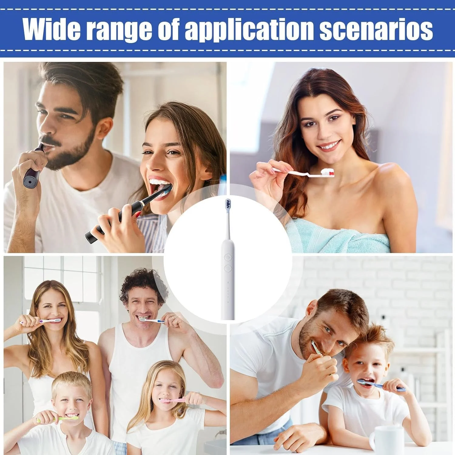 مسواک برقی بزرگسالان - دسته ضد لغزش ضد آب، برس نرم برای تمیز کردن دندان | لوازم بهداشت دهان و دندان، لوازم تمیز کننده عمیق با 2 سر برس