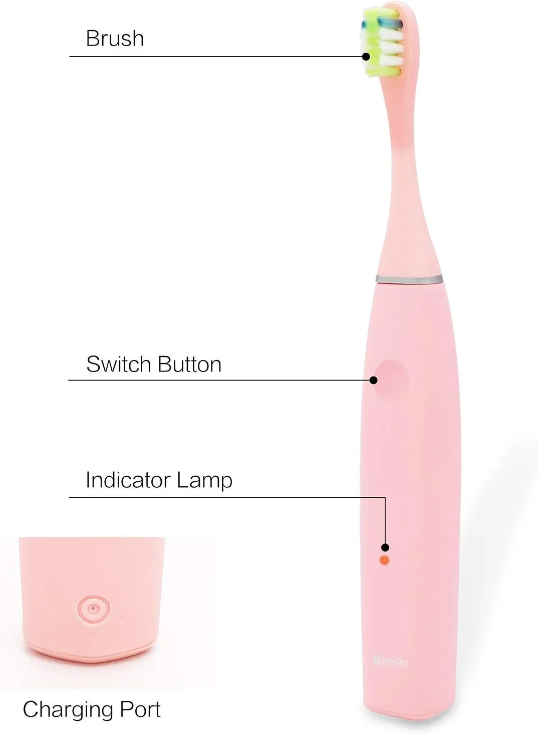 مسواک برقی کودکانه Miceeshu، مسواک صوتی نرم با پاکسازی قدرتمند دارای 3 حالت برای کودکان دختر و پسر بالای 3 سال، ضد آب مناسب دوش (صورتی) مسواک برقی کودکانه Miceeshu، مسواک صوتی نرم با پاکسازی قدرتمند دارای 3 حالت برای کودکان دختر و پسر بالای 3 سال، ضد آب مناسب دوش (صورتی)