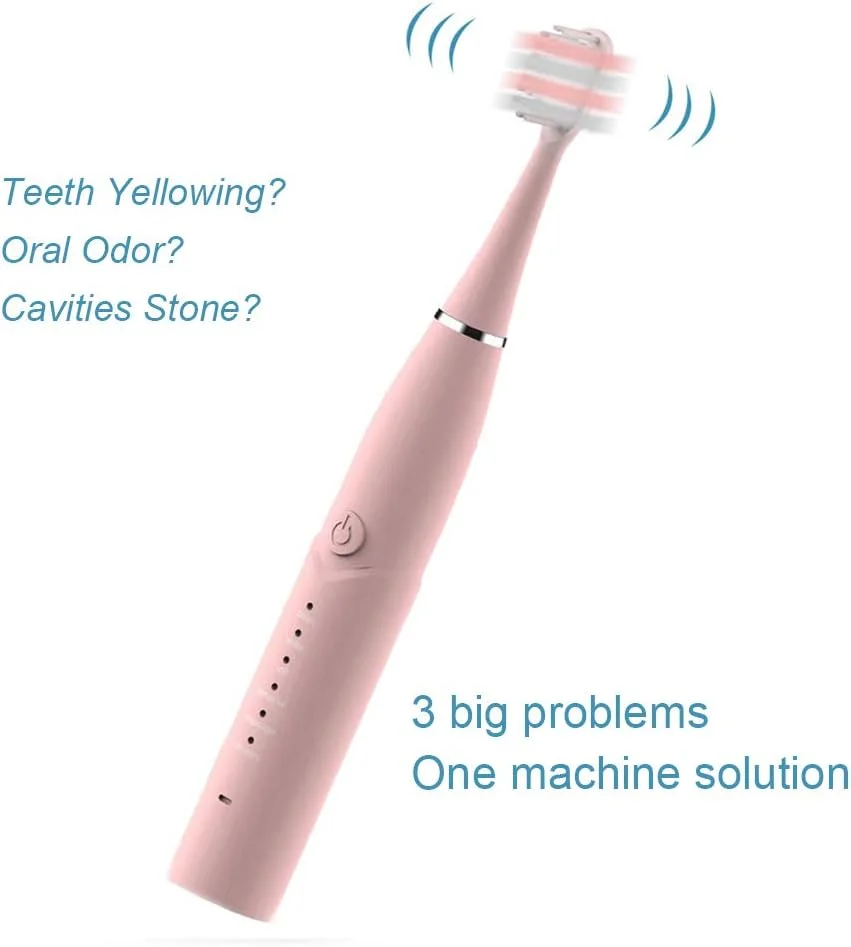 مسواک برقی با 6 حالت انتخابی، قابل شارژ USB، مسواک صوتی سفید کننده، مسواک مسافرتی با 4 سر مسواک برای بزرگسالان، مناسب سفر یا خانه، صورتی مسواک برقی با 6 حالت انتخابی، قابل شارژ USB، مسواک صوتی سفید کننده، مسواک مسافرتی با 4 سر مسواک برای بزرگسالان، مناسب سفر یا خانه، صورتی