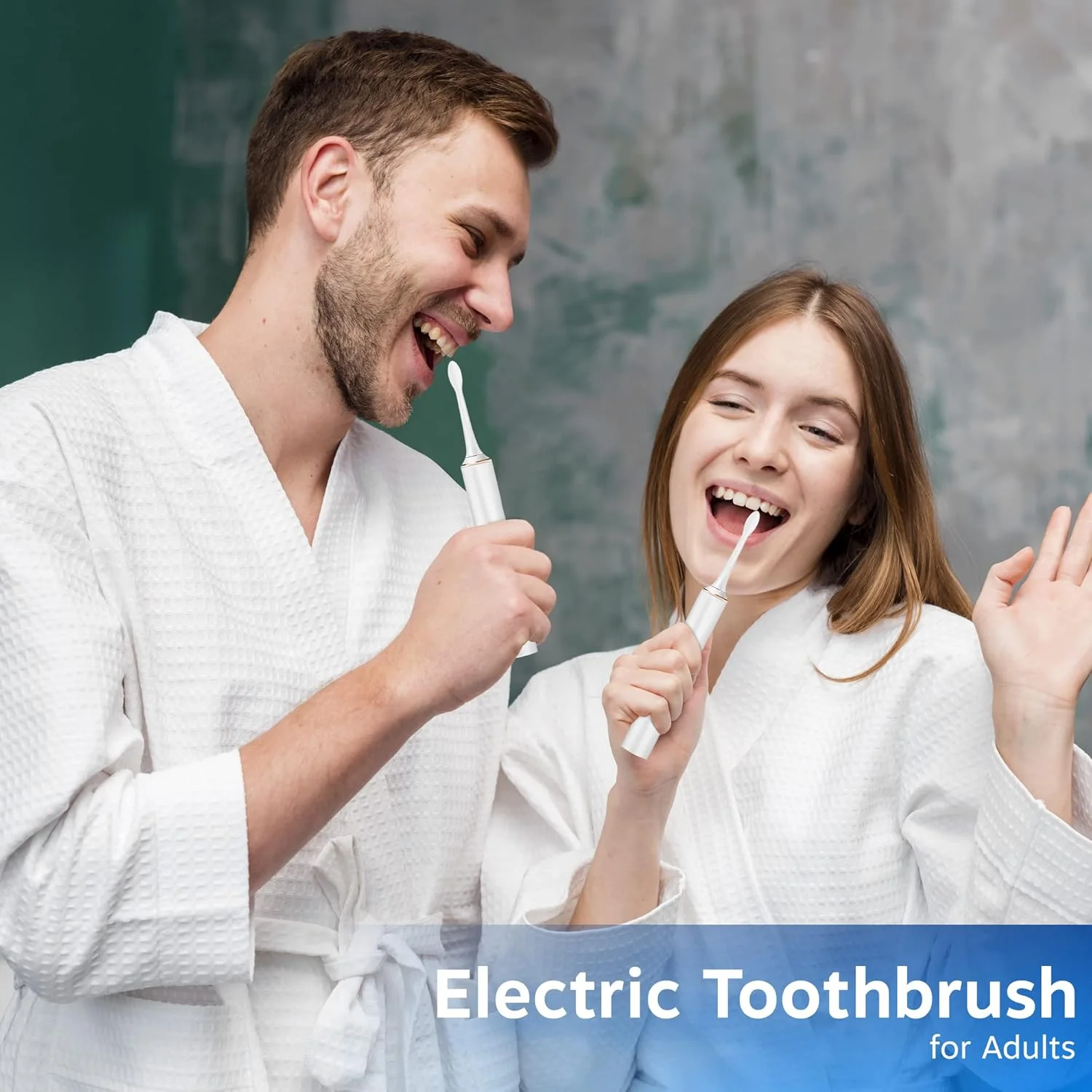مسواک برقی بزرگسالان، قابل شارژ با USB، IPX7، برس نرم، 4 سر برس، 6 حالت تمیز کردن دهان با سفید کننده و تایمر هوشمند (سفید)