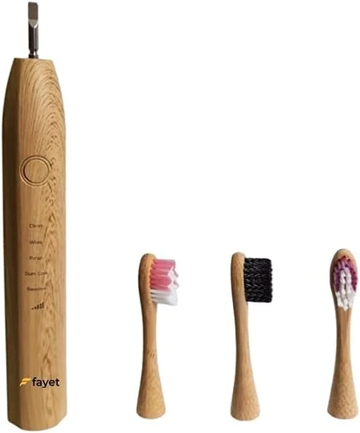 مسواک برقی هوشمند صوتی بامبو Fayet، ضد آب IPX7، سبک وزن، خودکار و سازگار با محیط زیست، 5 حالت
