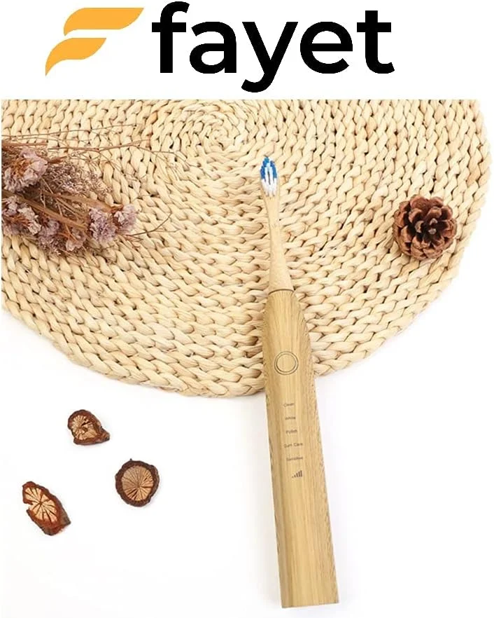 مسواک برقی هوشمند صوتی بامبو Fayet، ضد آب IPX7، سبک وزن، خودکار و سازگار با محیط زیست، 5 حالت مسواک برقی هوشمند صوتی بامبو Fayet، ضد آب IPX7، سبک وزن، خودکار و سازگار با محیط زیست، 5 حالت