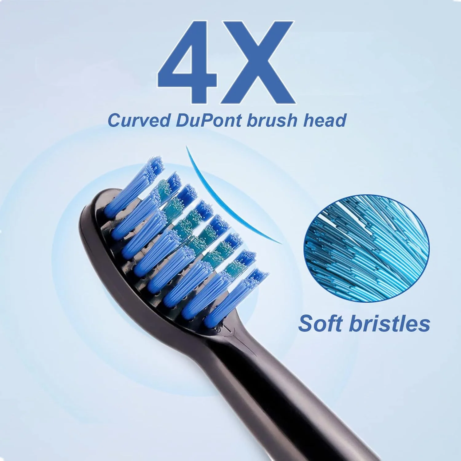 مسواک برقی صوتی قابل شارژ FEMBW برای بزرگسالان با 5 حالت، تایمر 2 دقیقه ای و 4 سری مسواک (مشکی)