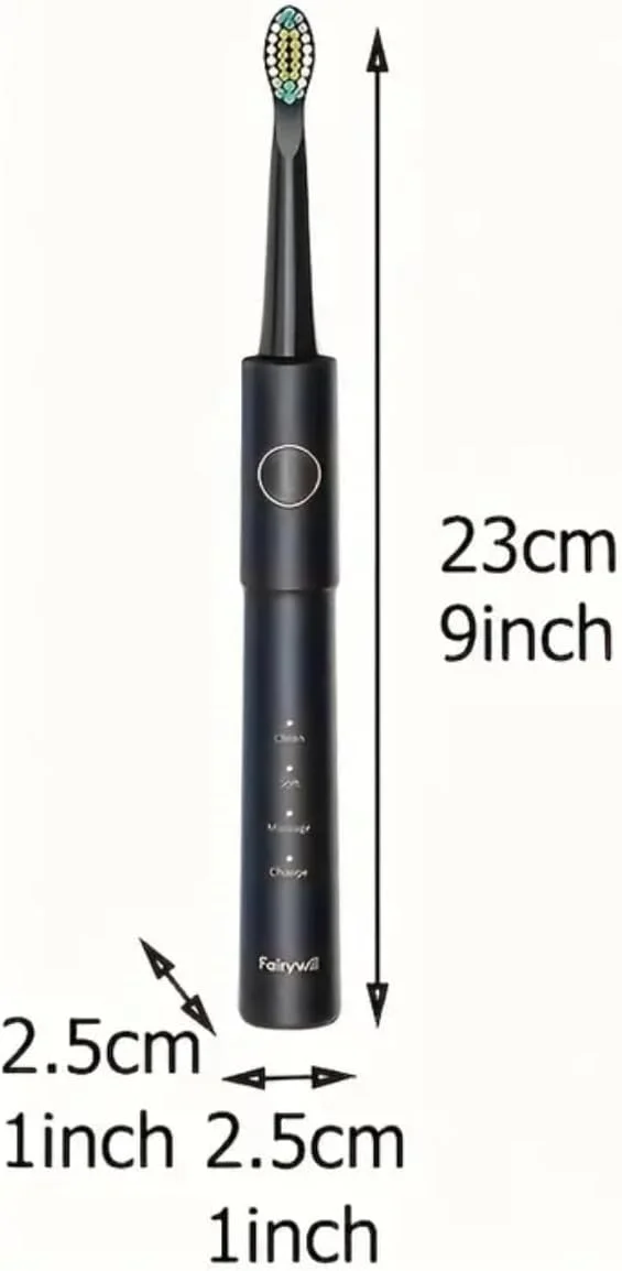 مسواک برقی مشکی Fairy E11 به همراه 8 سری مسواک - قابل شارژ با USB، ولتاژ کاری ≤36 ولت، باتری 260 میلی آمپر ساعت - مراقبت پیشرفته از دندان برای بزرگسالان