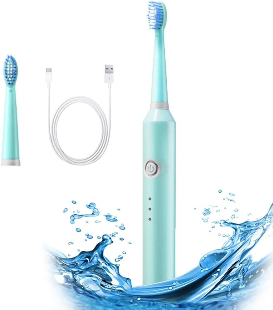 مسواک برقی بزرگسال GYNFJK، مسواک صوتی قابل شارژ با تنظیم 6 سرعته، تایمر هوشمند 2 دقیقه ای و 2 سر مسواک، مناسب برای خانه یا مسافرت، ضد آب