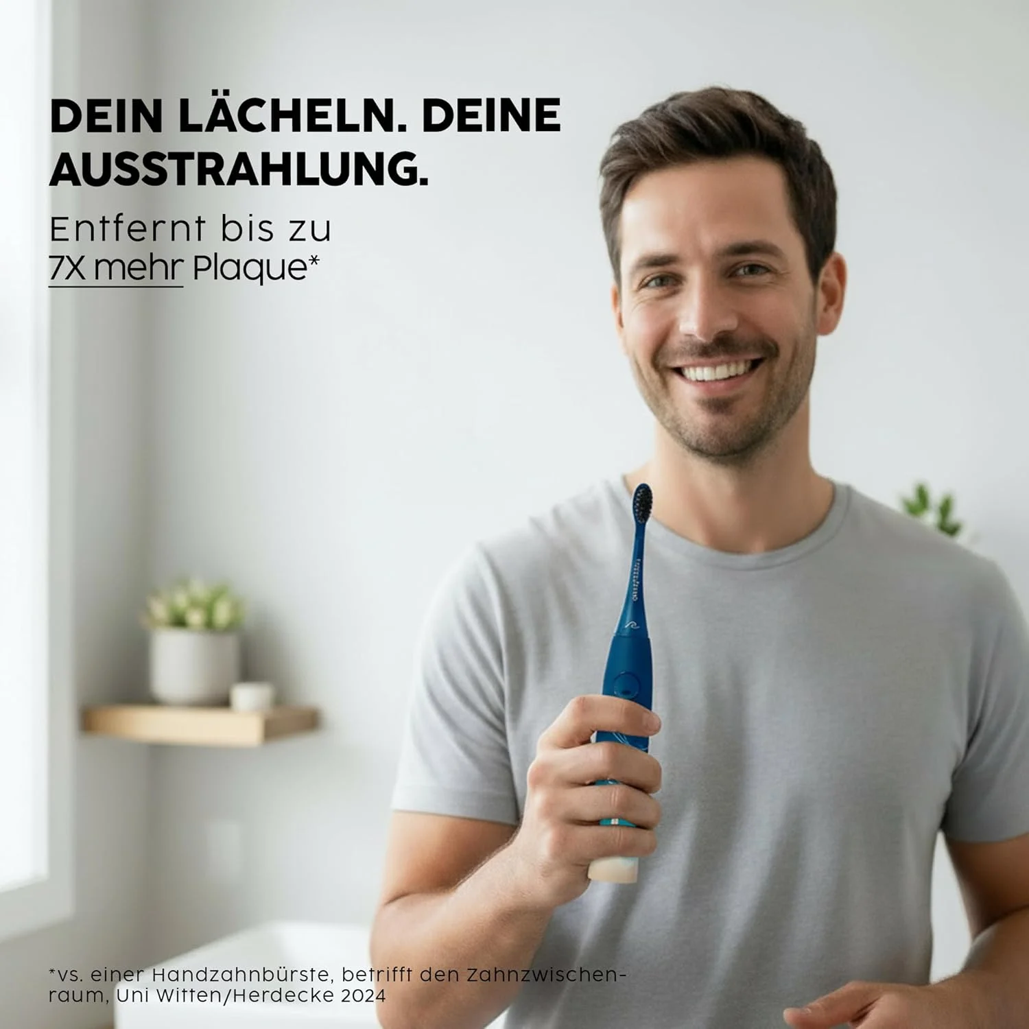 مسواک برقی سونیک هپی براش مدل Eco VIBE 3 Ocean با باتری 6 هفته ای به همراه 3 سری مسواک و خمیر دندان BrushforWater آبی