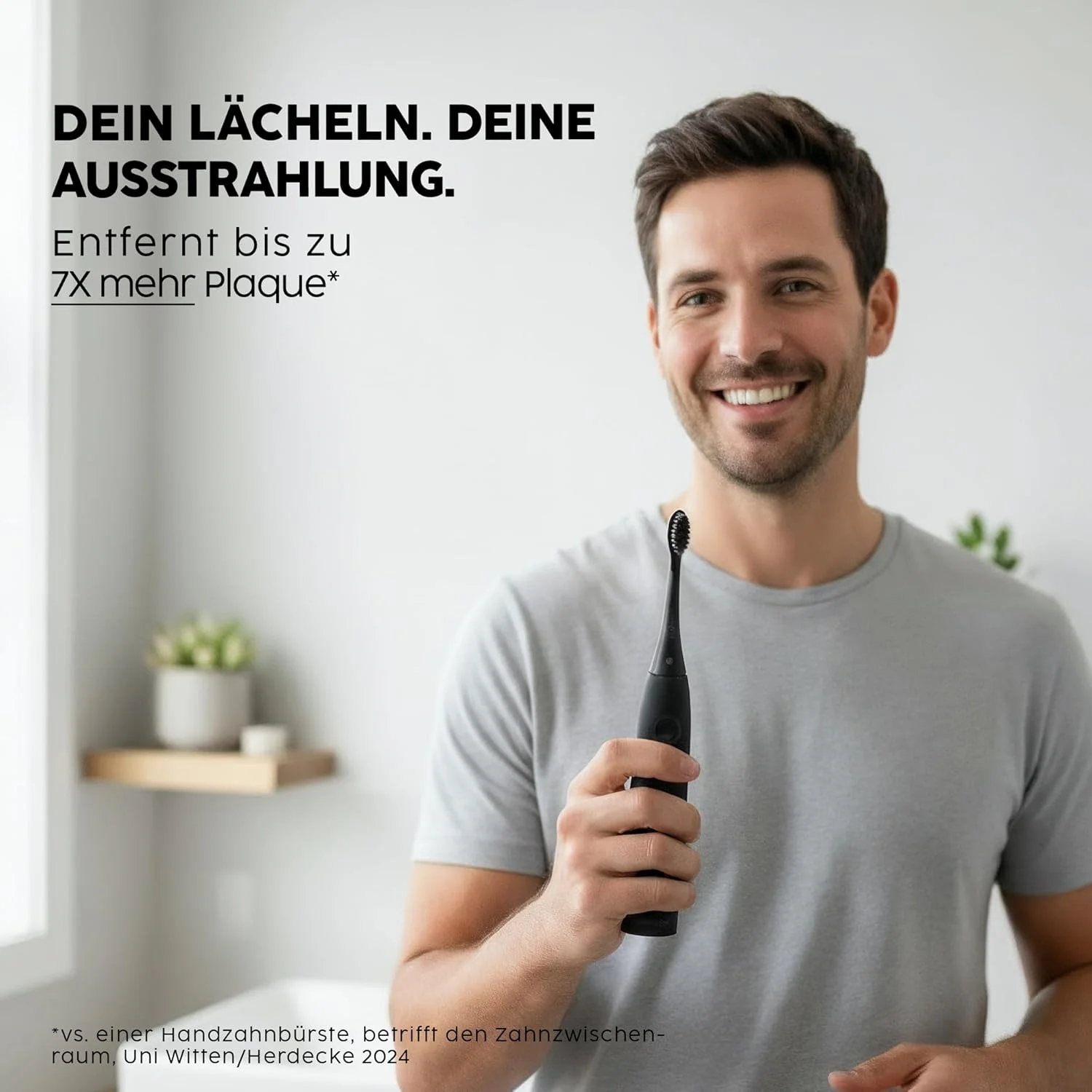 مسواک برقی سونیک Eco VIBE 3 هپی براش - مسواک پایدار با باتری با دوام 6 هفته ای به همراه 4 سری مسواک جایگزین - مجموعه مشکی با ارزش