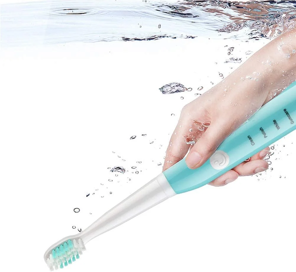 مسواک برقی صوتی GYNFJK با 5 حالت، مسواک برقی قابل شارژ USB برای بزرگسالان، تایمر 2 دقیقه ای و 8 سر برس، مسواک سفید کننده با کیف مسافرتی، آبی