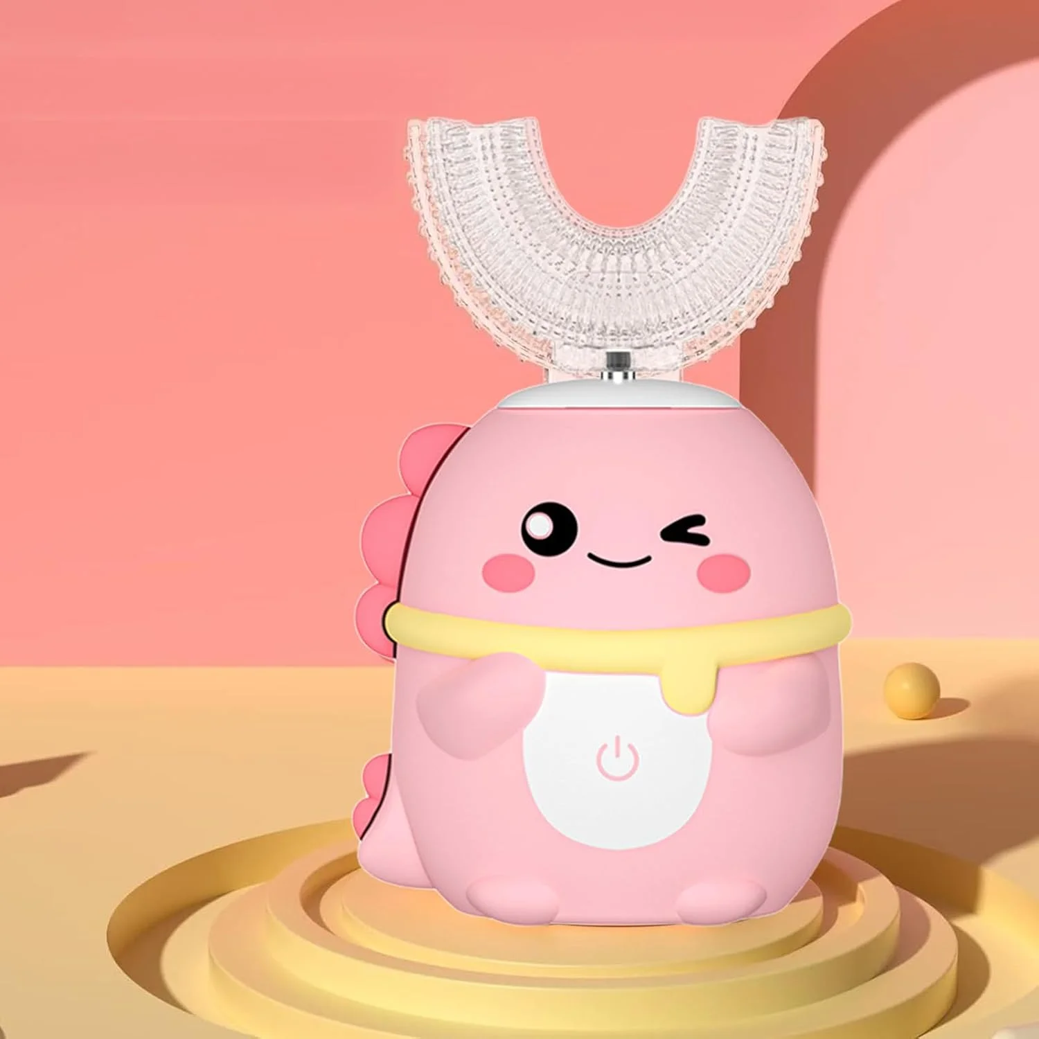 مسواک برقی U شکل کودکانه - مسواک ضد آب کودک نوپا | طرح کارتونی دایناسور برای مراقبت روزانه کودکان، جلوگیری از پوسیدگی و تشویق به عادت مسواک زدن، مناسب برای استفاده پسران و دختران در خانه مسواک برقی U شکل کودکانه - مسواک ضد آب کودک نوپا | طرح کارتونی دایناسور برای مراقبت روزانه کودکان، جلوگیری از پوسیدگی و تشویق به عادت مسواک زدن، مناسب برای استفاده پسران و دختران در خانه