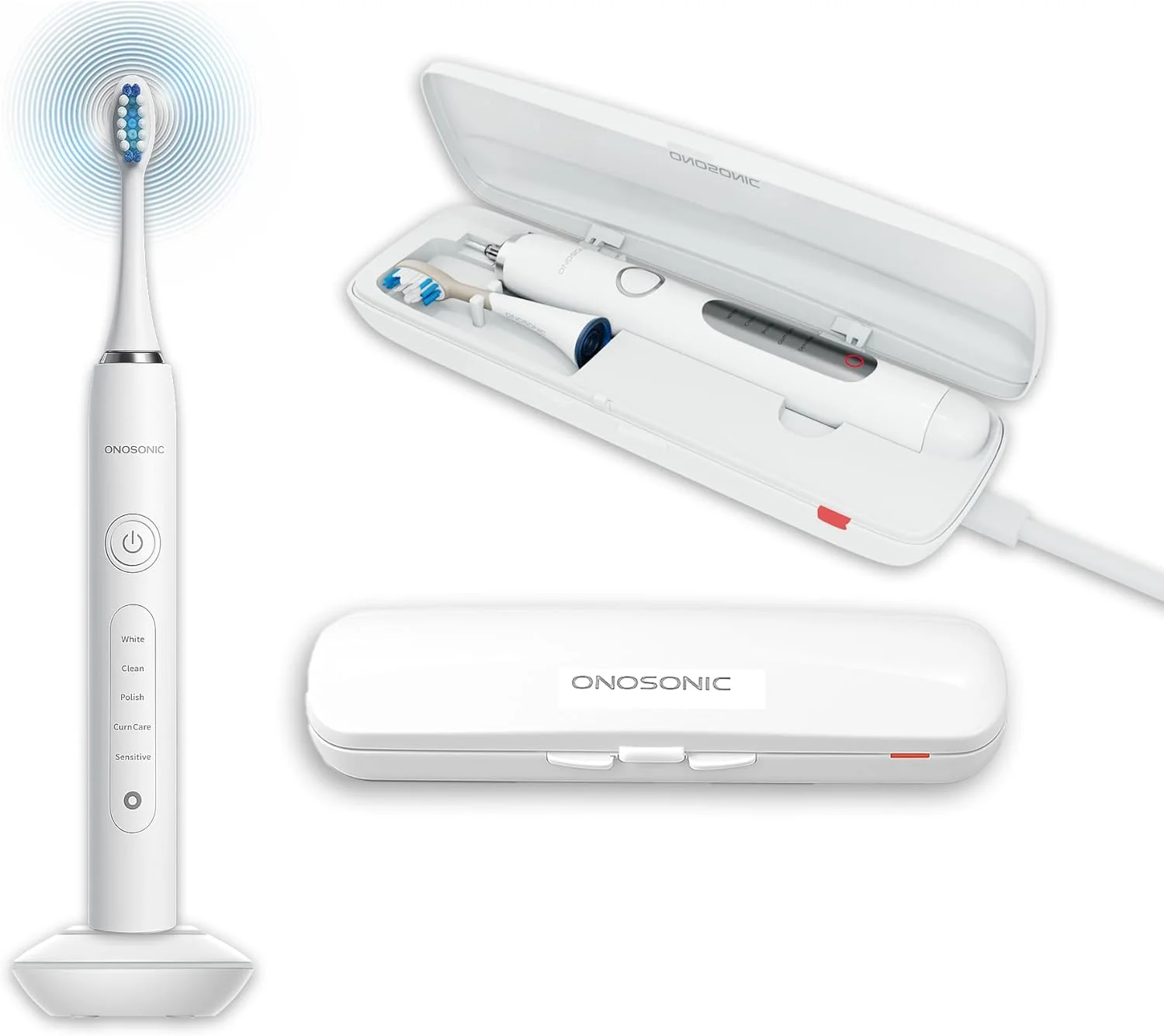 دندان های سفیدتر در 7 روز! مسواک برقی سونیک شارژی ONOSONIC DX-1 - حالت سفید کننده دندان - تمیز کننده زبان، دندان ها را سفید نگه می دارد، بوی بد دهان را از بین می برد، توصیه شده توسط دندانپزشکان