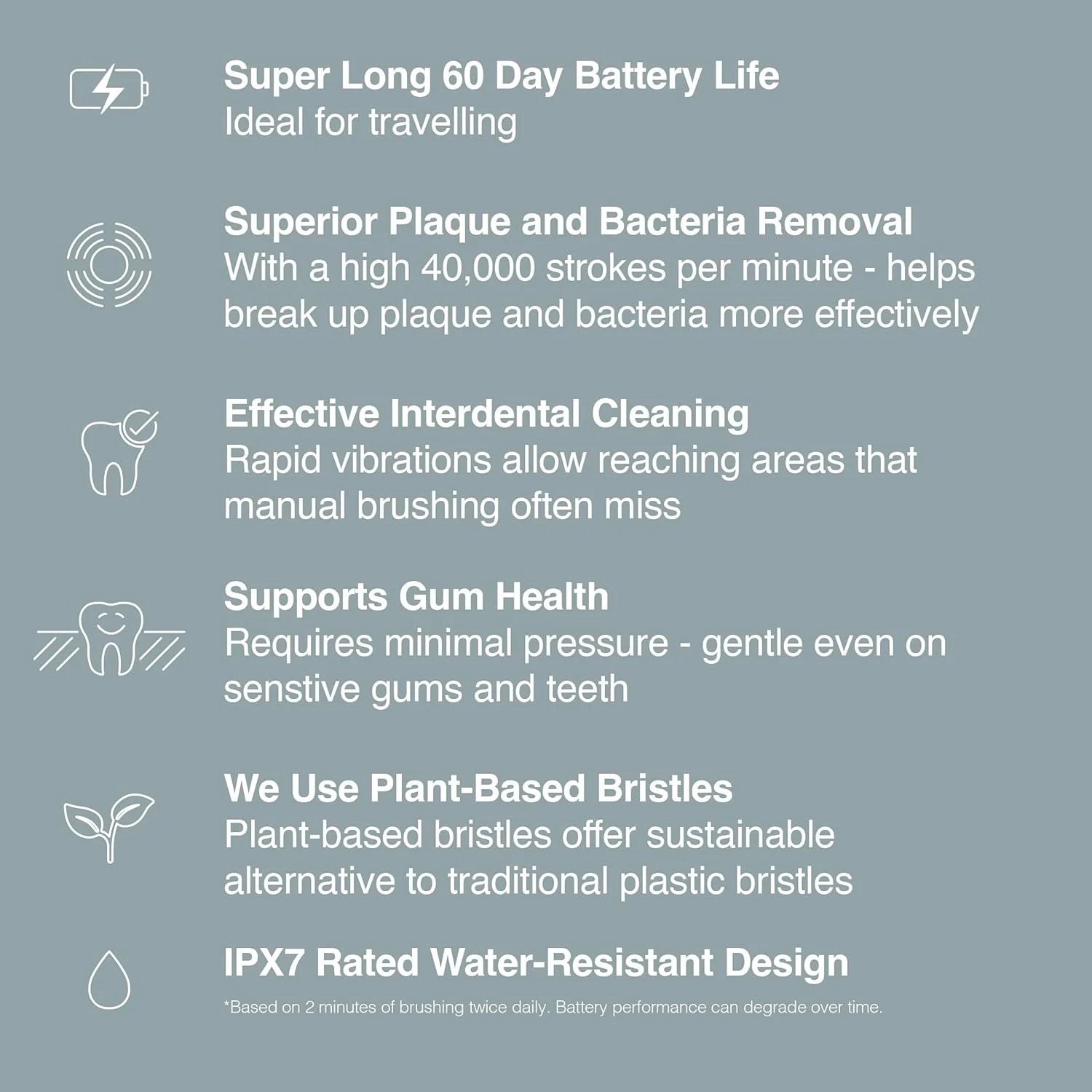 مسواک برقی ODONTA PowerLite | باتری 60 روزه | تایمر خودکار 2 دقیقه ای | 5 حالت مسواک زدن | 2 سر برس | موهای گیاهی | مسواک مسافرتی