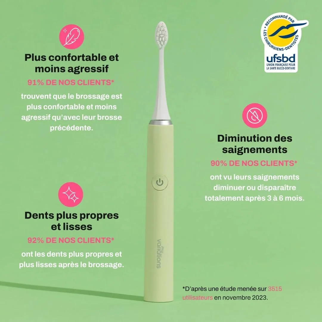 مسواک برقی سونیک مدل My Variations - قابل شارژ - باتری 1 ماهه - 5 حالت مسواک زدن - تایمر 2 دقیقه ای داخلی - 1 دسته و 1 برس (سبز)