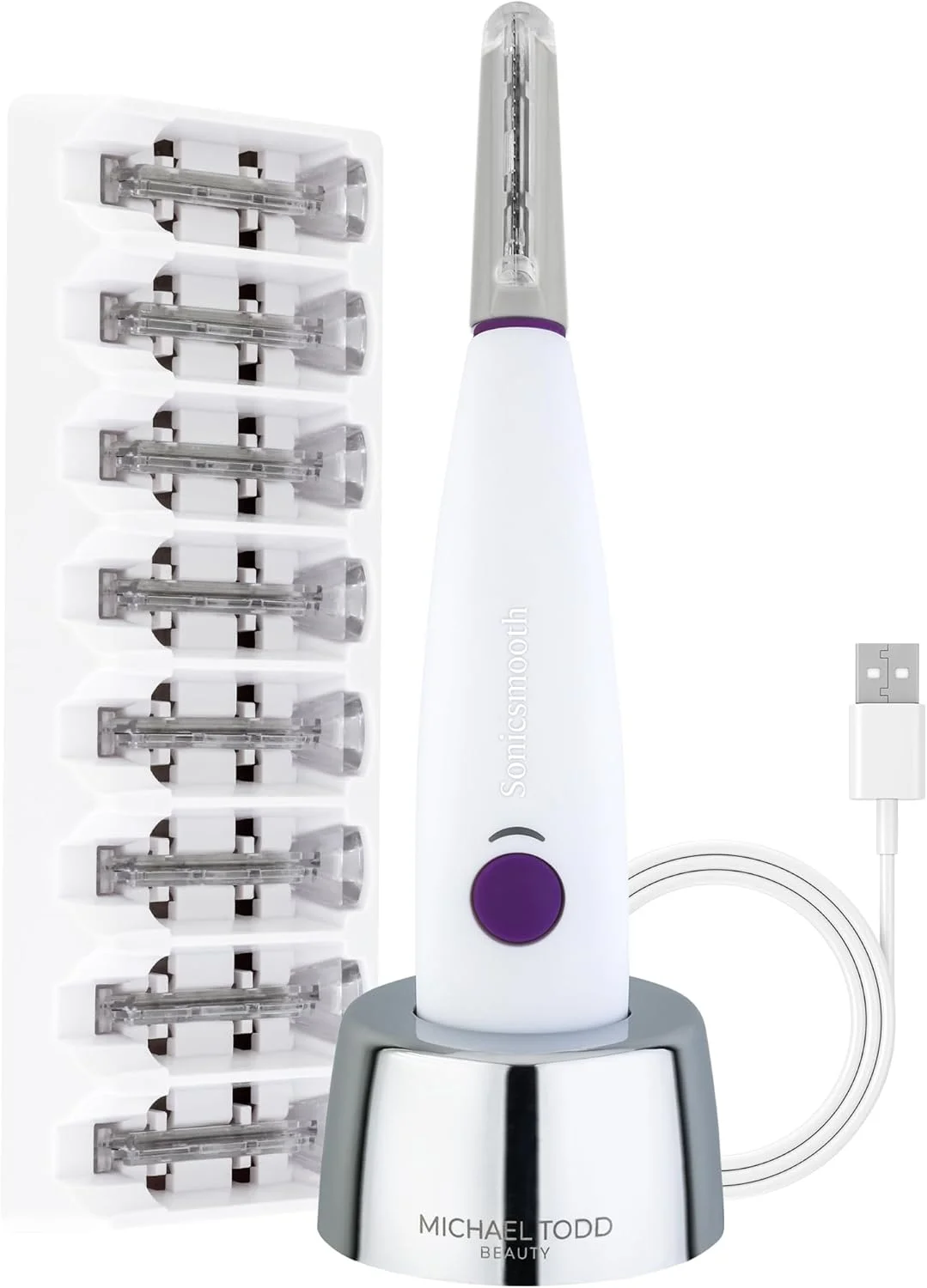 مایکل تاد بیوتی - Sonicsmooth - ابزار درماپلنینگ - سیستم لایه برداری صورت و از بین بردن موهای کرکی صورت 2 در 1 به همراه 8 هفته لبه های ایمنی