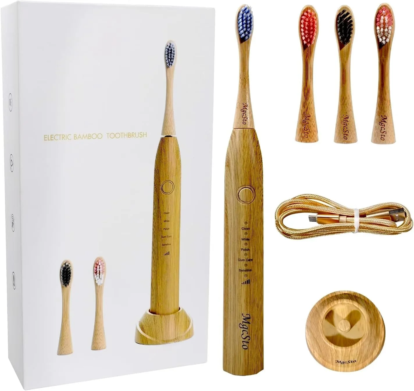 سر برس های مسواک بامبو طبیعی MgcSto: سر برس های مسواک برقی بامبو MgcSto. هر سر برس از بامبو ساخته شده است که دوام و راحتی را فراهم می کند.