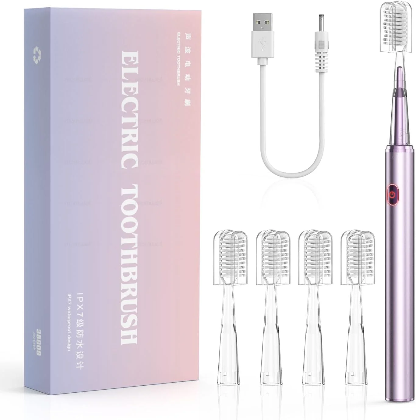 مسواک برقی Medcodes، مسواک الکترونیکی صوتی با لرزش بالا برای بزرگسالان با تایمر هوشمند 2 دقیقه ای، 5 حالت اختیاری، 4 سر برس جایگزین فوق العاده سفید کننده