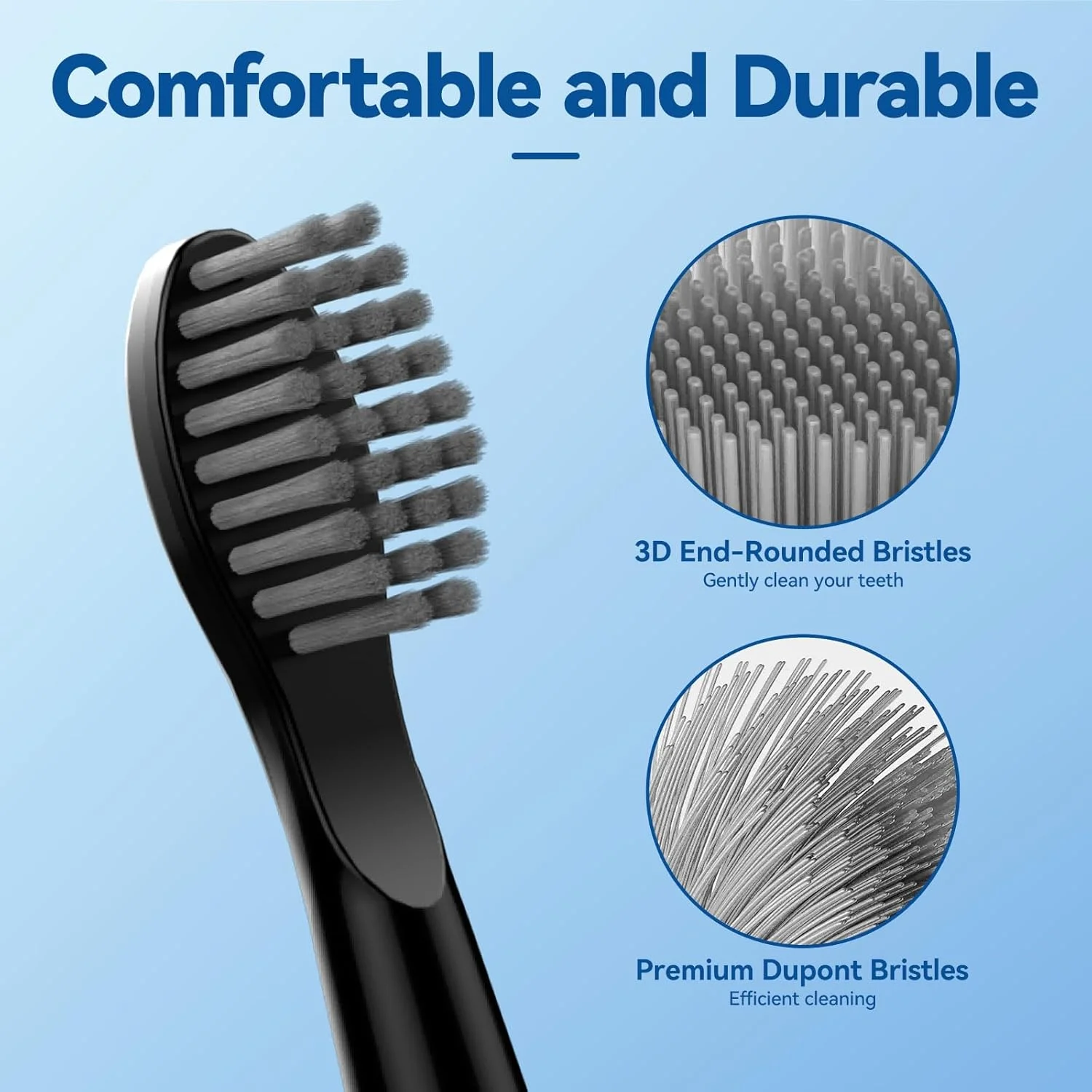 مسواک برقی صوتی MGW، قابل شارژ با USB، ضد آب، تایمر هوشمند، 2 سر مسواک، مشکی