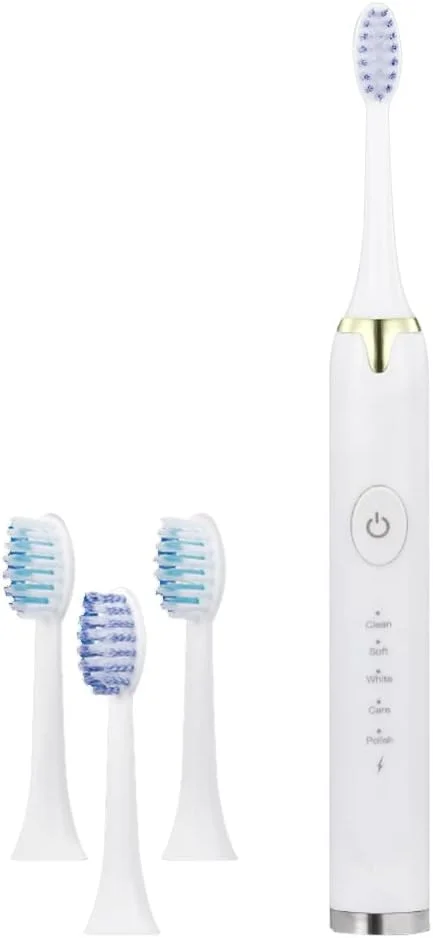مسواک برقی هوشمند سونیک MARGOUN قابل شارژ با کابل USB IPX7 به همراه 2 سری جایگزین، سفید کننده عمیق W816 (آبی، شارژر USB)