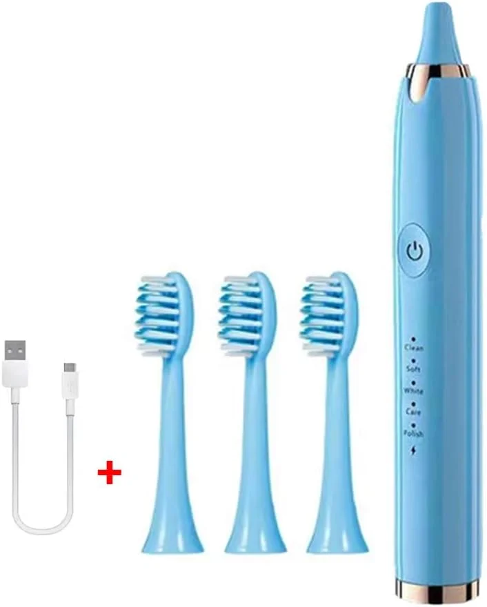 مسواک برقی صوتی مارگون مدل W816، با باتری، دارای 2 سری یدکی، ضد آب IPX7، تمیز کننده عمیق (آبی)