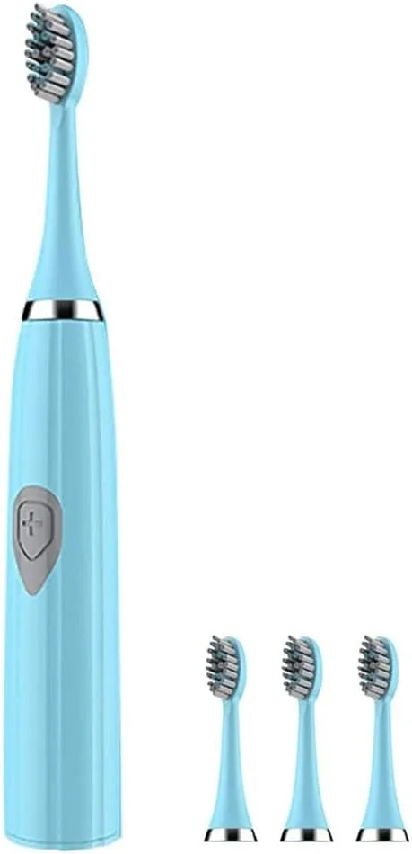 مسواک برقی صوتی مارگون با باتری و 3 سری برس، تمیز کننده عمیق IPX7 ضد آب مسواک قابل حمل برای بزرگسالان و کودکان، تمیز کننده قدرتمند سفید کننده (ZVS ZRMR - با باتری، آبی)