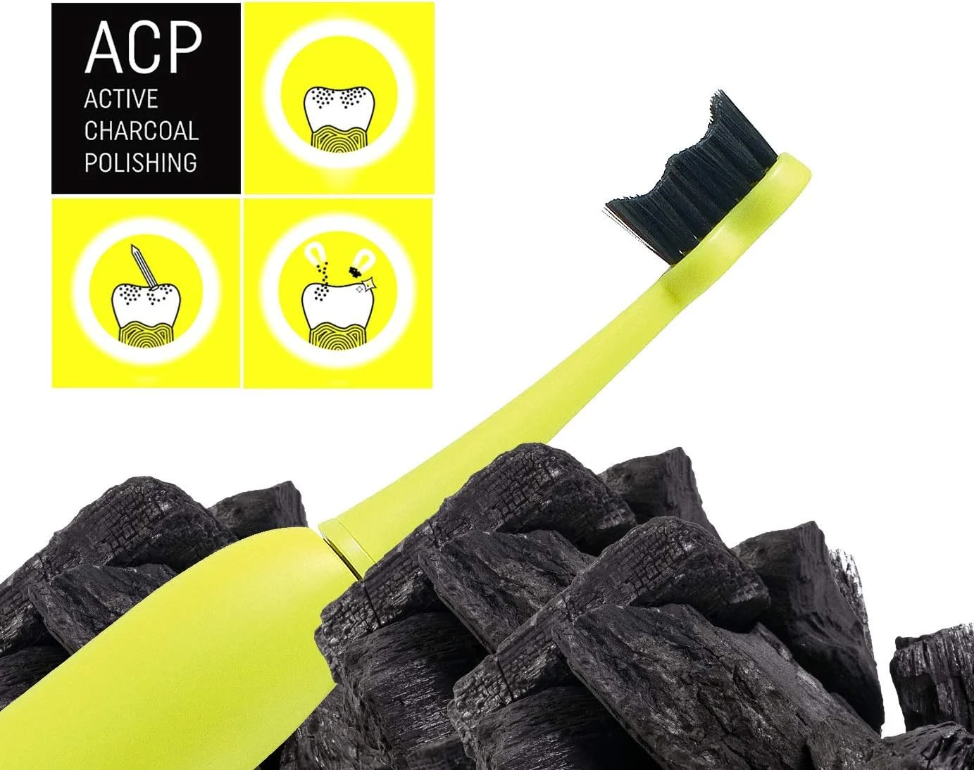 مسواک برقی سفید کننده مگاسمایل سونیک بلک Whitening II زرد، 4 حالت، فناوری زغال ACP برای دندان های سفیدتر، دارای: تایمر، عملکرد حافظه، قفل مسافرتی مسواک برقی سفید کننده مگاسمایل سونیک بلک Whitening II زرد، 4 حالت، فناوری زغال ACP برای دندان های سفیدتر، دارای: تایمر، عملکرد حافظه، قفل مسافرتی