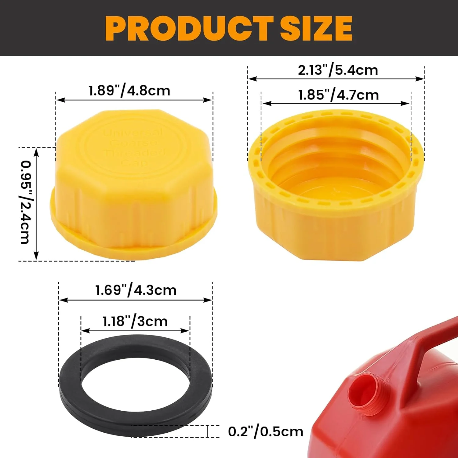 درب باک بنزین 5 گالن Mapleza Witty - جایگزینی عالی برای درب باک بنزین، ایده آل برای ذخیره آب و سوخت، سازگار با باک های بنزین فلزی و پلاستیکی (بسته 4 عددی)