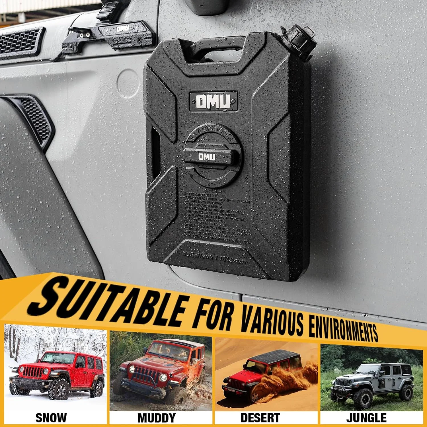 مخزن لولای درب MAIKER با ظرفیت 10 لیتر به همراه پایه، سازگار با جیپ رانگلر JK JL گلادیاتور JT مدل 2007-2024، صفحه پشتی با خروجی، مخزن ذخیره آب پشتیبان، 1 عدد