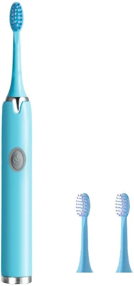 مسواک برقی صوتی مارگون با باتری، 2 سری یدکی، ضد آب IPX7، تمیز کننده عمیق (آبی، A)