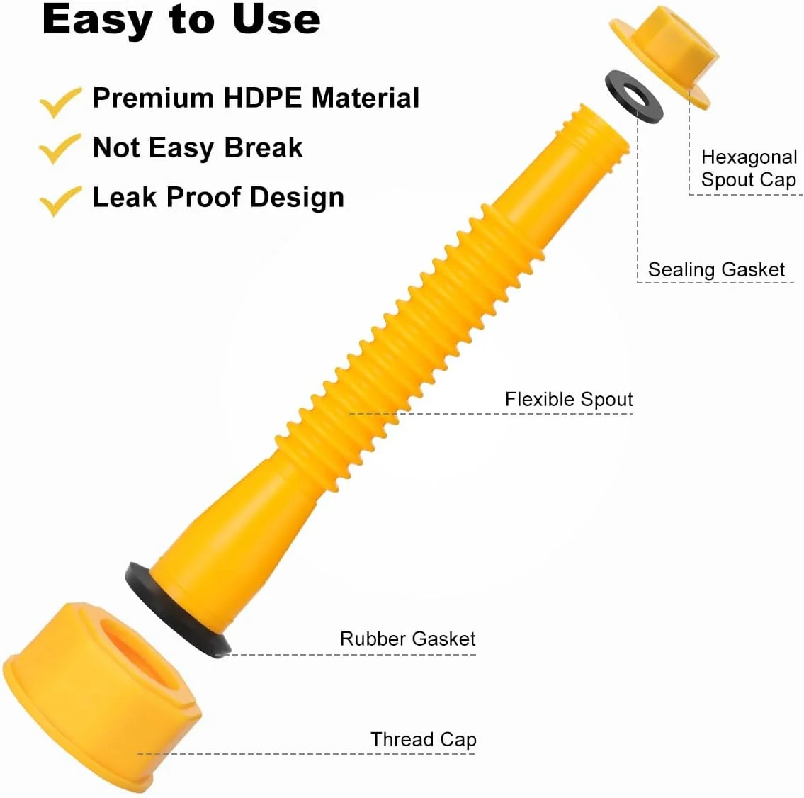 مجموعه تعویض نازل و درپوش هواکش برای گالن های بنزین Magicfour، سازگار با اکثر گالن های ۱/۲/۵/۱۰ گالنی، جایگزین نازل گالن های قدیمی، ضد نشت