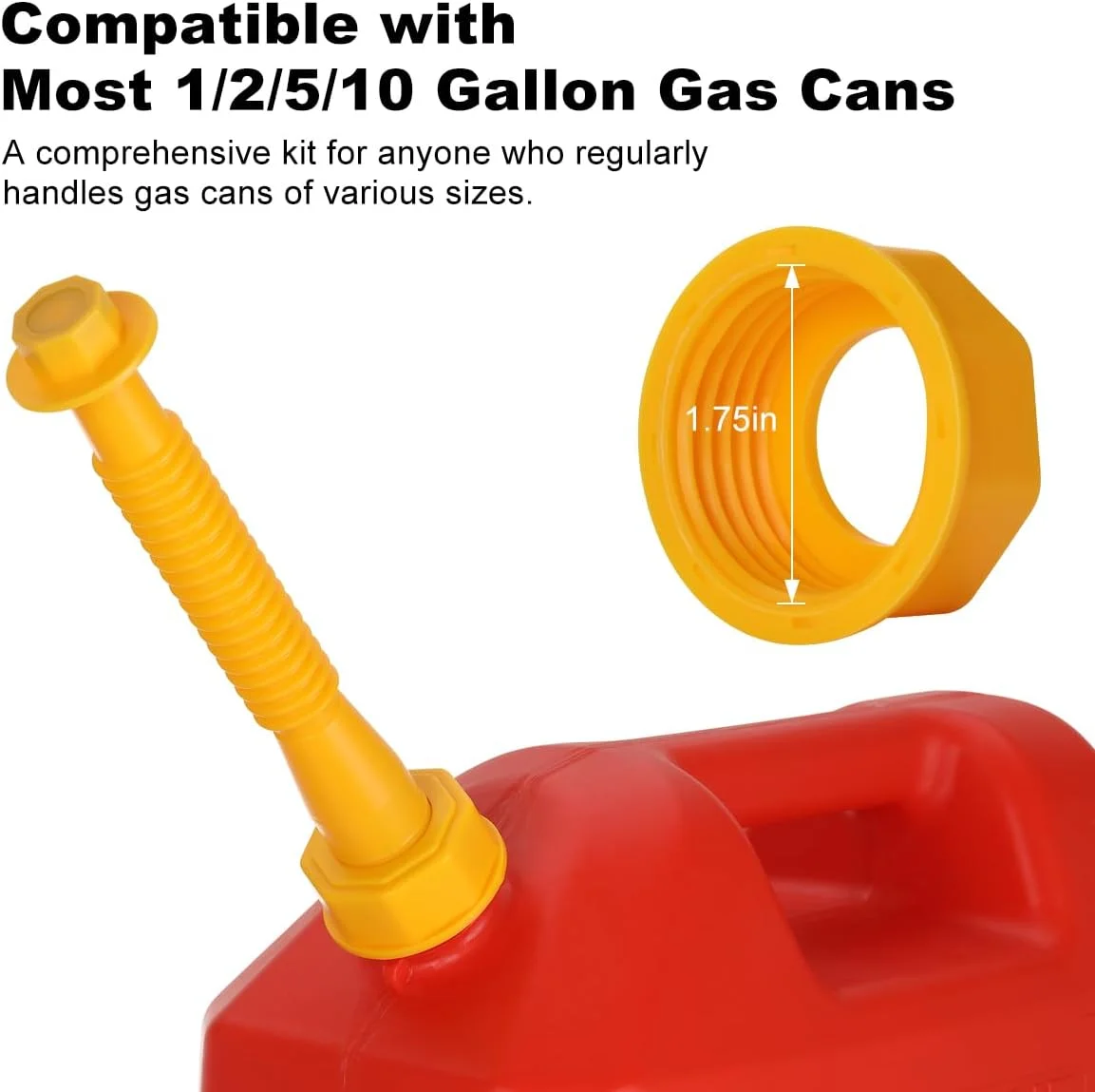 مجموعه تعویض نازل و درپوش هواکش برای گالن های بنزین Magicfour، سازگار با اکثر گالن های ۱/۲/۵/۱۰ گالنی، جایگزین نازل گالن های قدیمی، ضد نشت