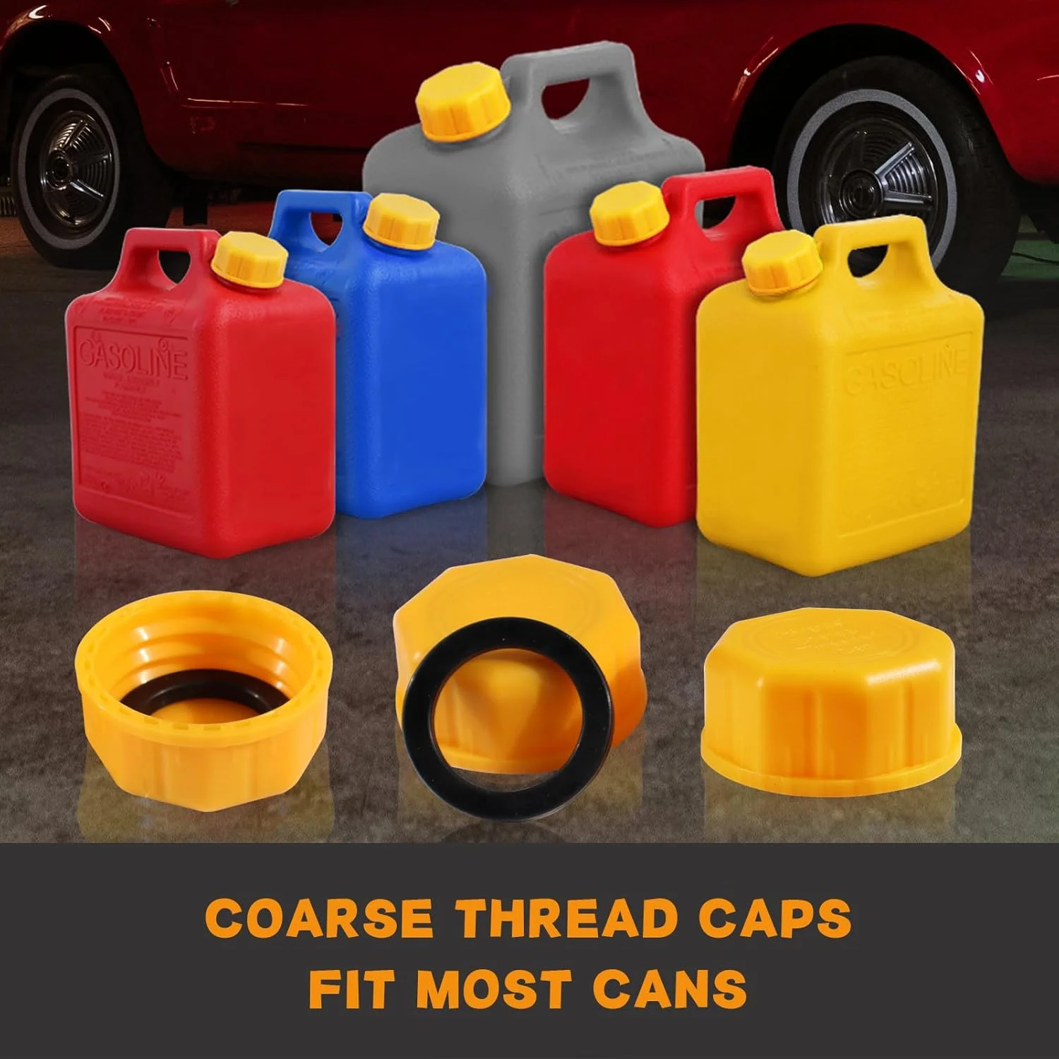 درب باک بنزین 5 گالن Mapleza Witty - جایگزینی عالی برای درب باک بنزین، ایده آل برای ذخیره آب و سوخت، سازگار با باک های بنزین فلزی و پلاستیکی (بسته 4 عددی)