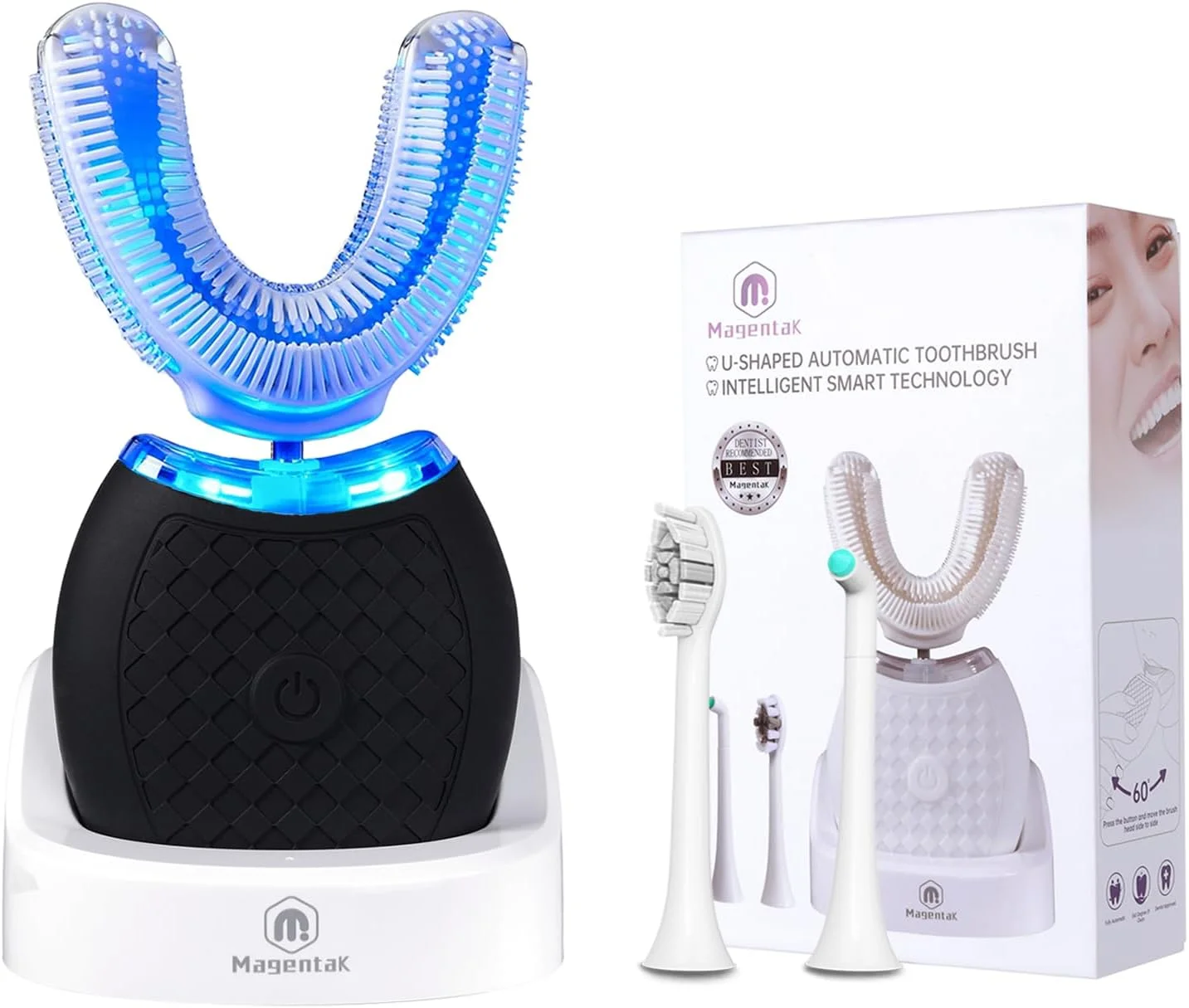 مسواک برقی Magentak برای بزرگسالان، مسواک اتوماتیک Sonicbrush برای تمیز کردن 360 درجه، مسواک Sonic با سه حالت عملکرد (مشکی، بزرگسال)