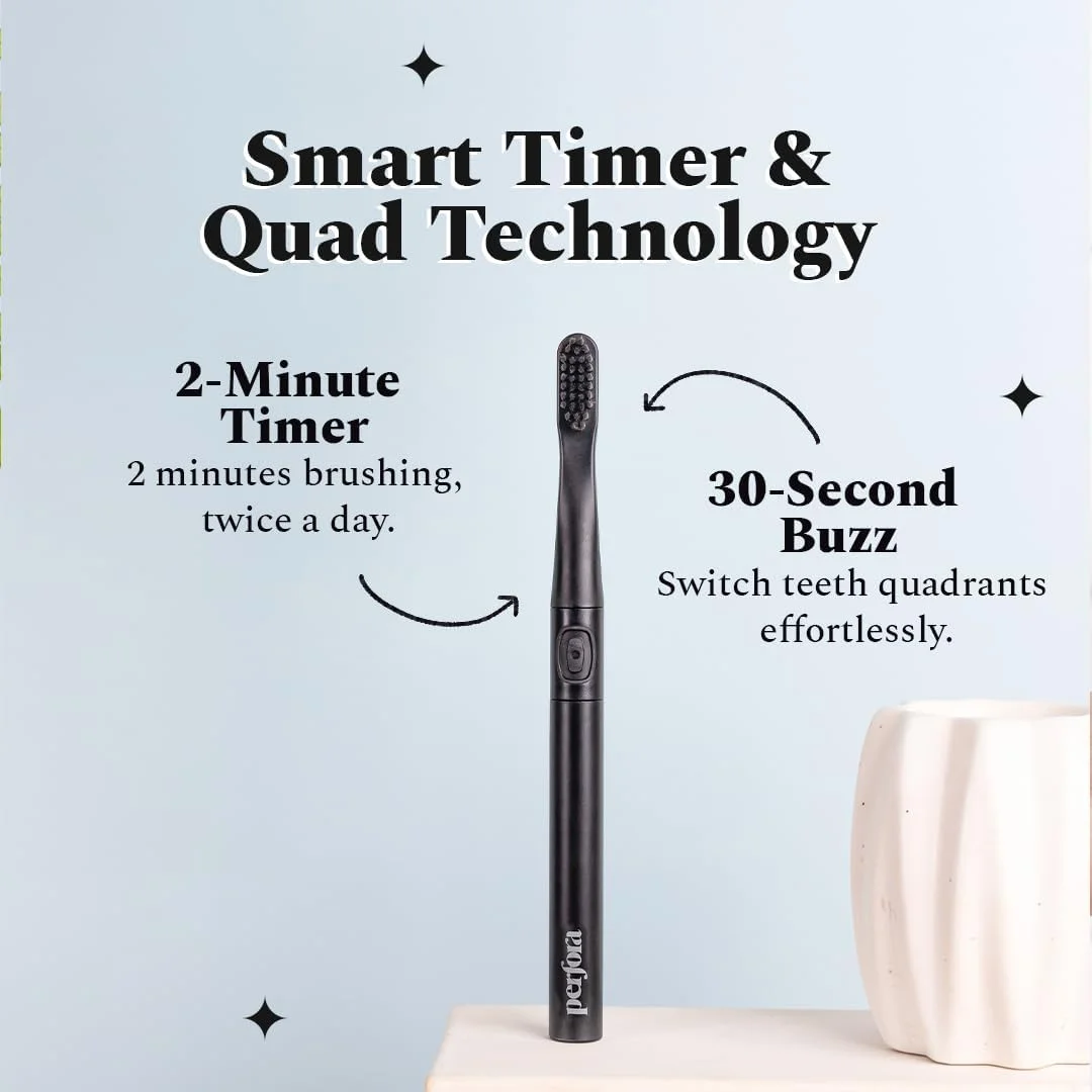 مسواک برقی پرفورا برای آقایان، خانم ها و کودکان با 2 حالت، 2 سر برس، 24000 ضربه، 90 روز عمر باتری - خاکستری ذغالی