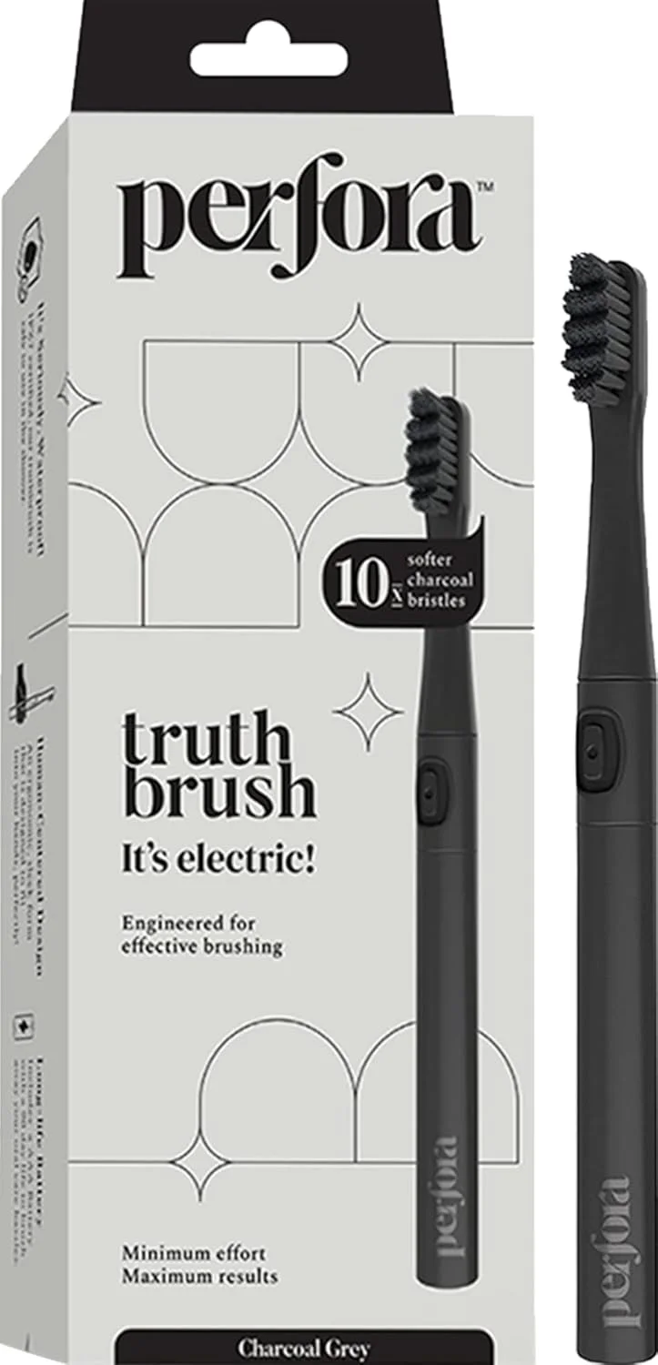 مسواک برقی پرفورا | مسواک برقی، مسواک برقی برای کودکان، آقایان و بانوان، هدیه های دیوالی، 2 حالت، تغذیه با باتری AAA، عمر باتری 90 روزه، 001 - خاکستری زغالی (بسته 1 عددی)
