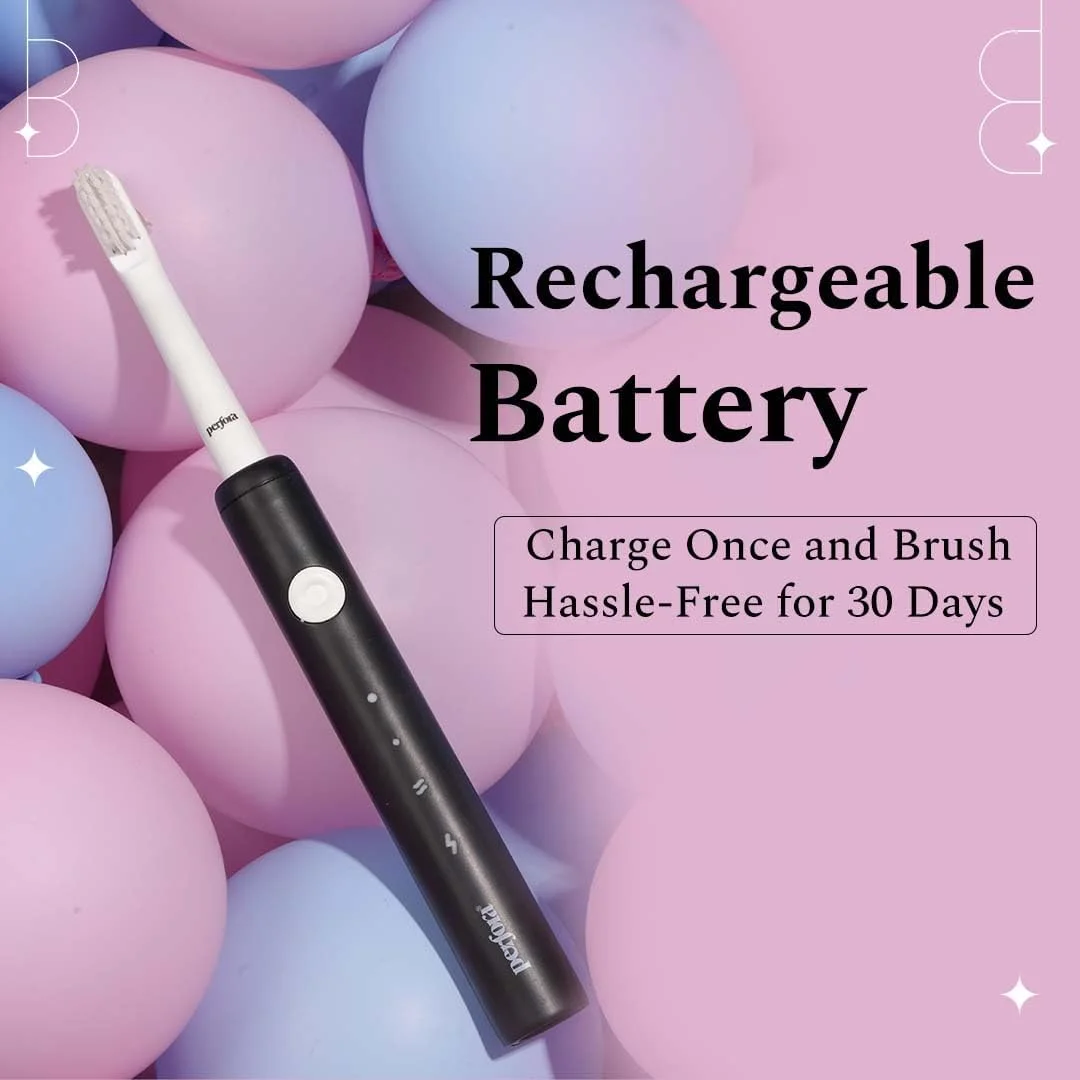 مسواک برقی قابل شارژ Perfora برای آقایان، بانوان و کودکان | 1 سری مسواک | 30000 لرزش | برس های فوق العاده نرم | 3 حالت | مشکی تاکسیدو مسواک برقی قابل شارژ Perfora برای آقایان، بانوان و کودکان | 1 سری مسواک | 30000 لرزش | برس های فوق العاده نرم | 3 حالت | مشکی تاکسیدو