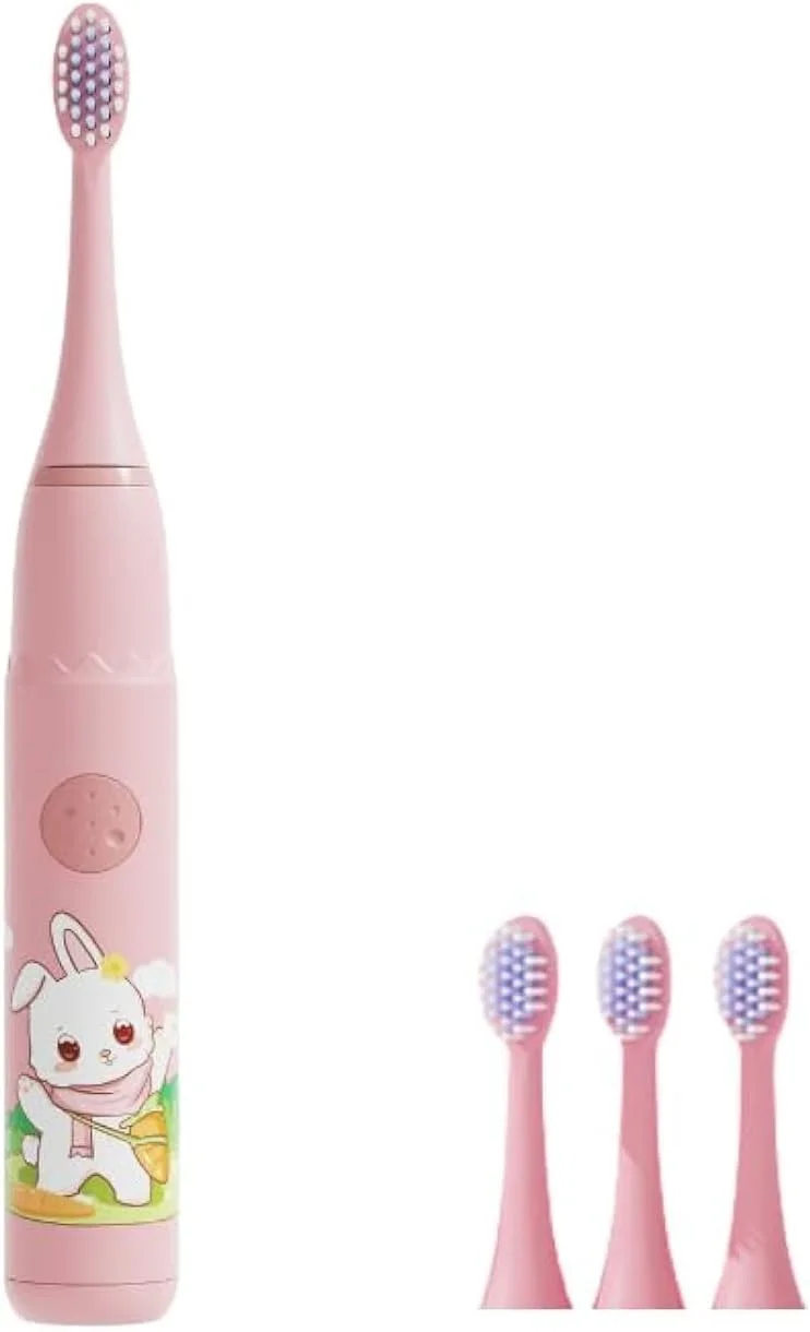 مسواک برقی شارژی کودکانه سونیک PANDACAMEL، 3 حالت با حافظه، تمیز کردن آسان و سرگرم کننده، 24000 ضربه، ضد آب IPX7، تایمر 2 دقیقه ای برای سن 3 سال به بالا، 3 برس نرم (صورتی)