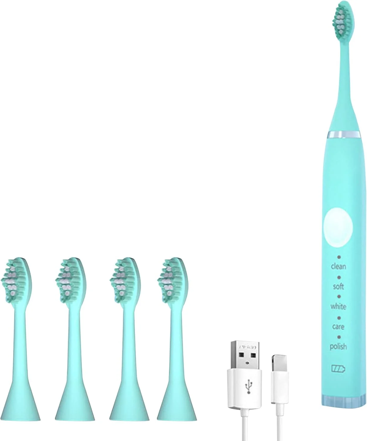 مسواک برقی پپیسکی با 4 سری مسواک، شارژ USB، 5 حالت با تایمر هوشمند، فرکانس بالا و موهای نرم، کیت مسواک بزرگسالان