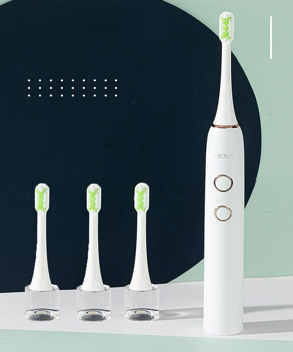 مسواک برقی صوتی بزرگسالان اوگر، مسواک برقی قابل شارژ، 4 حالت کاری، 3 سطح تنظیم قدرت، دارای 4 سری مسواک صوتی، IPX7، تایمر هوشمند، مدل سفید