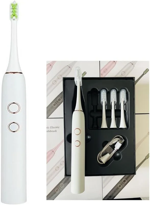 مسواک برقی صوتی بزرگسالان اوگر، مسواک برقی قابل شارژ، 4 حالت کاری، 3 سطح تنظیم قدرت، دارای 4 سری مسواک صوتی، IPX7، تایمر هوشمند، مدل سفید