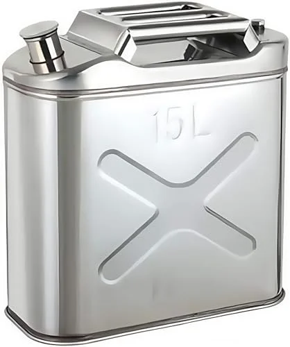 گالن بنزین استیل ضد زنگ، با دسته قابل حمل، نازل تهویه اتوماتیک، گالن سوخت خودرو با صرفه جویی در انرژی برای بنزین و گالن فلزی قابل حمل