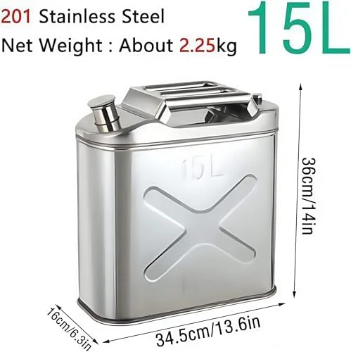 گالن بنزین استیل ضد زنگ، با دسته قابل حمل، نازل تهویه اتوماتیک، گالن سوخت خودرو با صرفه جویی در انرژی برای بنزین و گالن فلزی قابل حمل