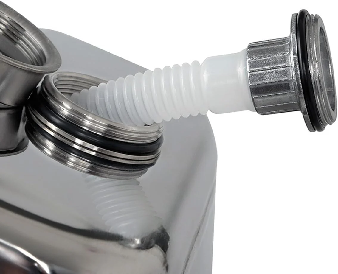 مخزن بنزین استیل ضد زنگ با لوله سوخت - ایده آل برای نگهداری بنزین، گازوئیل، روغن خوراکی یا آب