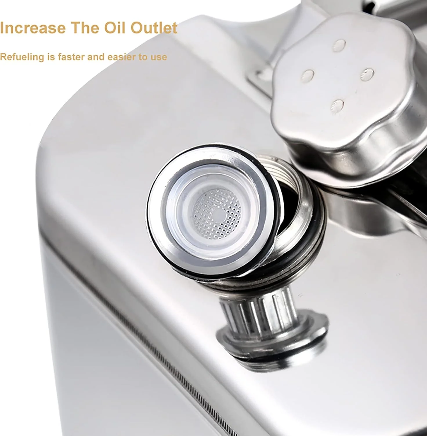 گالن فلزی سوخت از جنس استیل 304، مناسب برای گازوئیل، بنزین، نقره ای، مقاوم و سنگین، ساخته شده از فولاد نورد سرد - در اندازه های 5، 10، 15 و 20 لیتری