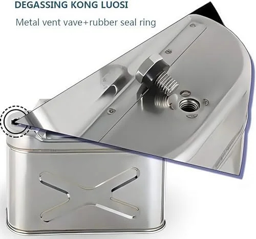 گالن بنزین استیل ضد زنگ، با دسته قابل حمل، نازل تهویه اتوماتیک، گالن سوخت خودرو با صرفه جویی در انرژی برای بنزین و گالن فلزی قابل حمل