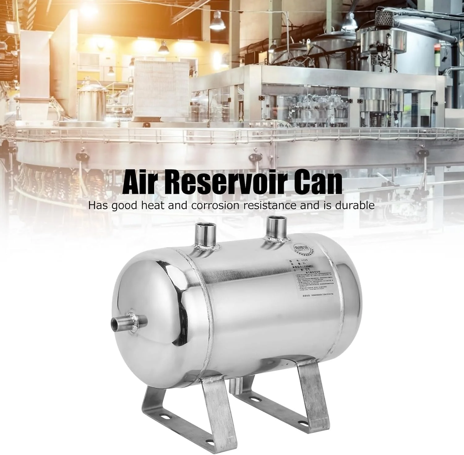 مخزن ذخیره گاز 5 لیتری استیل ضد زنگ، مخزن 4 پورت برای جعبه هوا، بافر خلاء برای تولید صنعتی، فشار قوی 1/4NPT