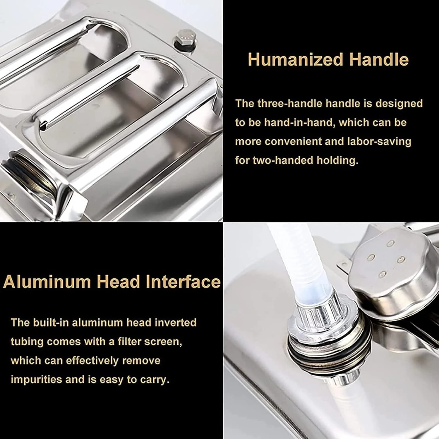 ظرف بنزین، ظرف سوخت فولادی ضد زنگ 304 برای ذخیره سازی سوخت، گازوئیل، نفت، پشتیبان اضطراری برای وسایل نقلیه (A 20L)