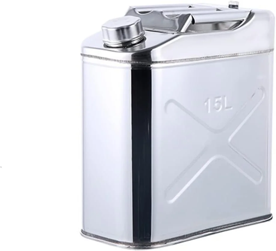 ظرف بنزین استیل ضد زنگ - 5 لیتر/10 لیتر/15 لیتر/20 لیتر تانک پشتیبان سوخت دیزل اضطراری - ظرف بنزین فلزی برای کمپینگ و فضای باز - مطمئن و بادوام