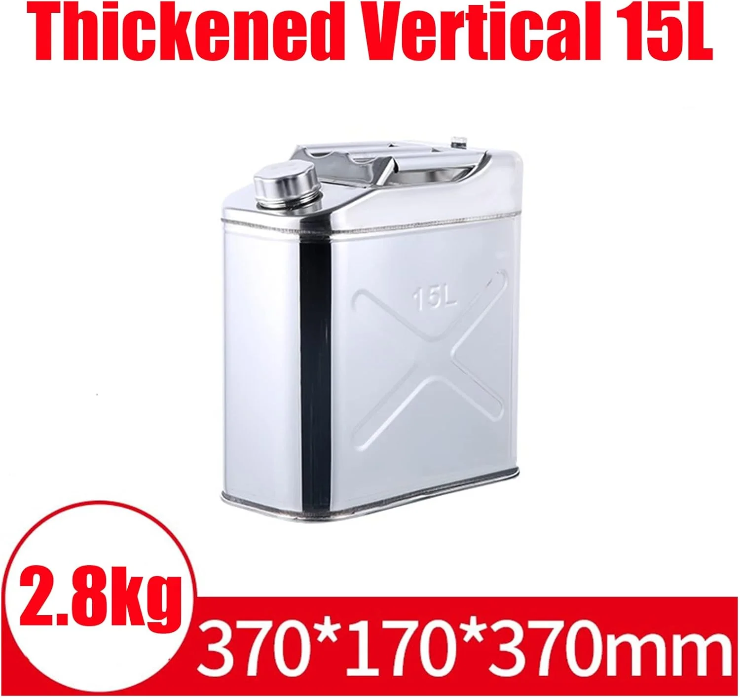 ظرف بنزین استیل ضد زنگ - 5 لیتر/10 لیتر/15 لیتر/20 لیتر تانک پشتیبان سوخت دیزل اضطراری - ظرف بنزین فلزی برای کمپینگ و فضای باز - مطمئن و بادوام