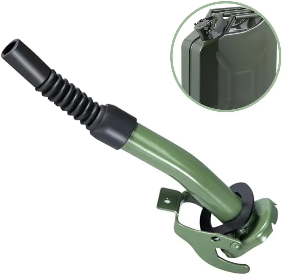 Steel Jerry Can Spout - Steel Spout with Rubber Spout for all Non-CARB NATO style Jerry Cans Leak-Proof Design Easy Pouring