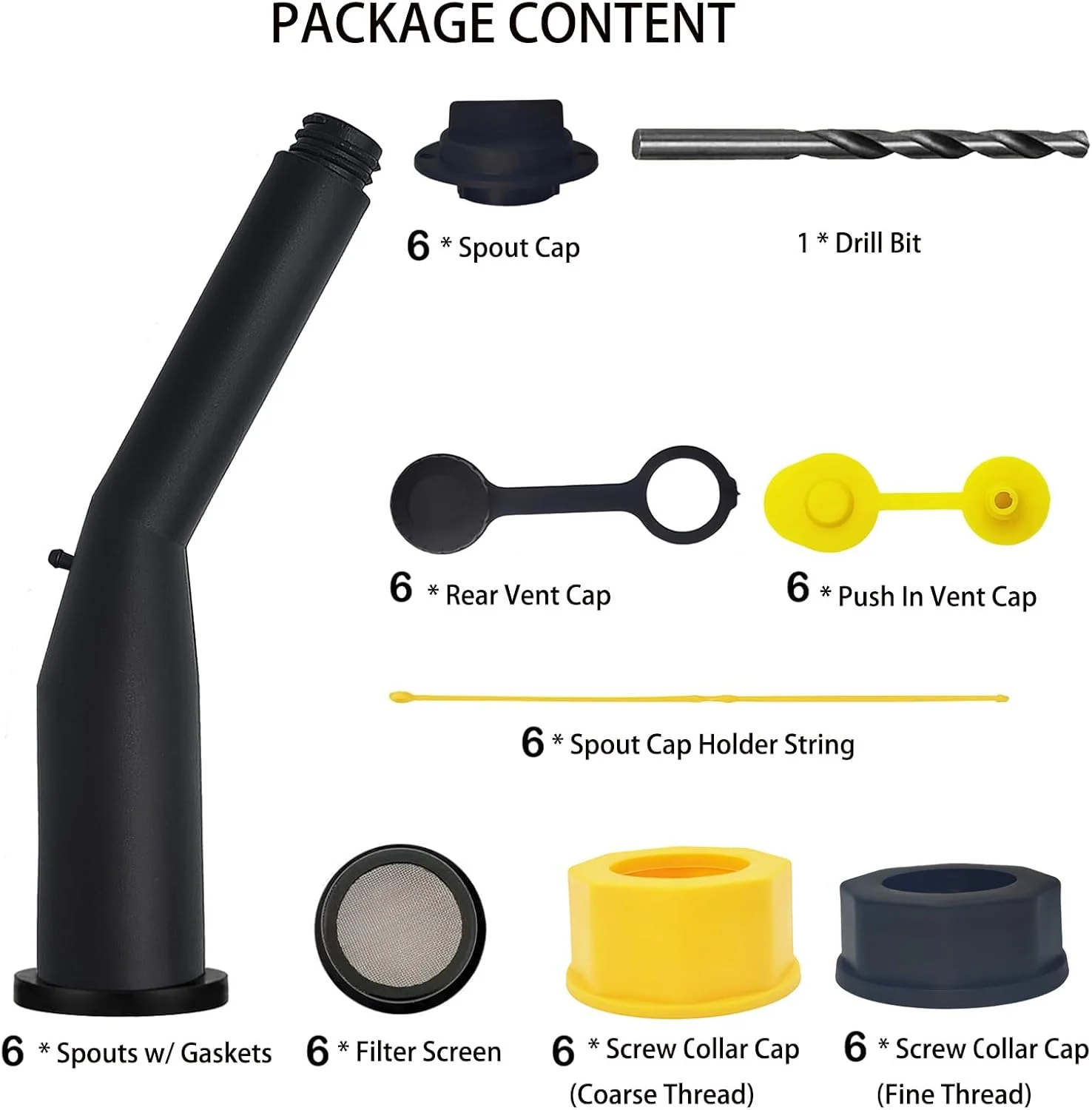 کیت جایگزینی نازل مخزن بنزین، جهانی، ضد نشت، نازل های زاویه دار، واشر، فیلتر، صفحه، درپوش هواکش، مته، برای مخزن بنزین های قدیمی سازگار با Midwest Blitz Gott Rubbermaind Essence Scepter (6 عدد مشکی) کیت جایگزینی نازل مخزن بنزین، جهانی، ضد نشت، نازل های زاویه دار، واشر، فیلتر، صفحه، درپوش هواکش، مته، برای مخزن بنزین های قدیمی سازگار با Midwest Blitz Gott Rubbermaind Essence Scepter (6 عدد مشکی)