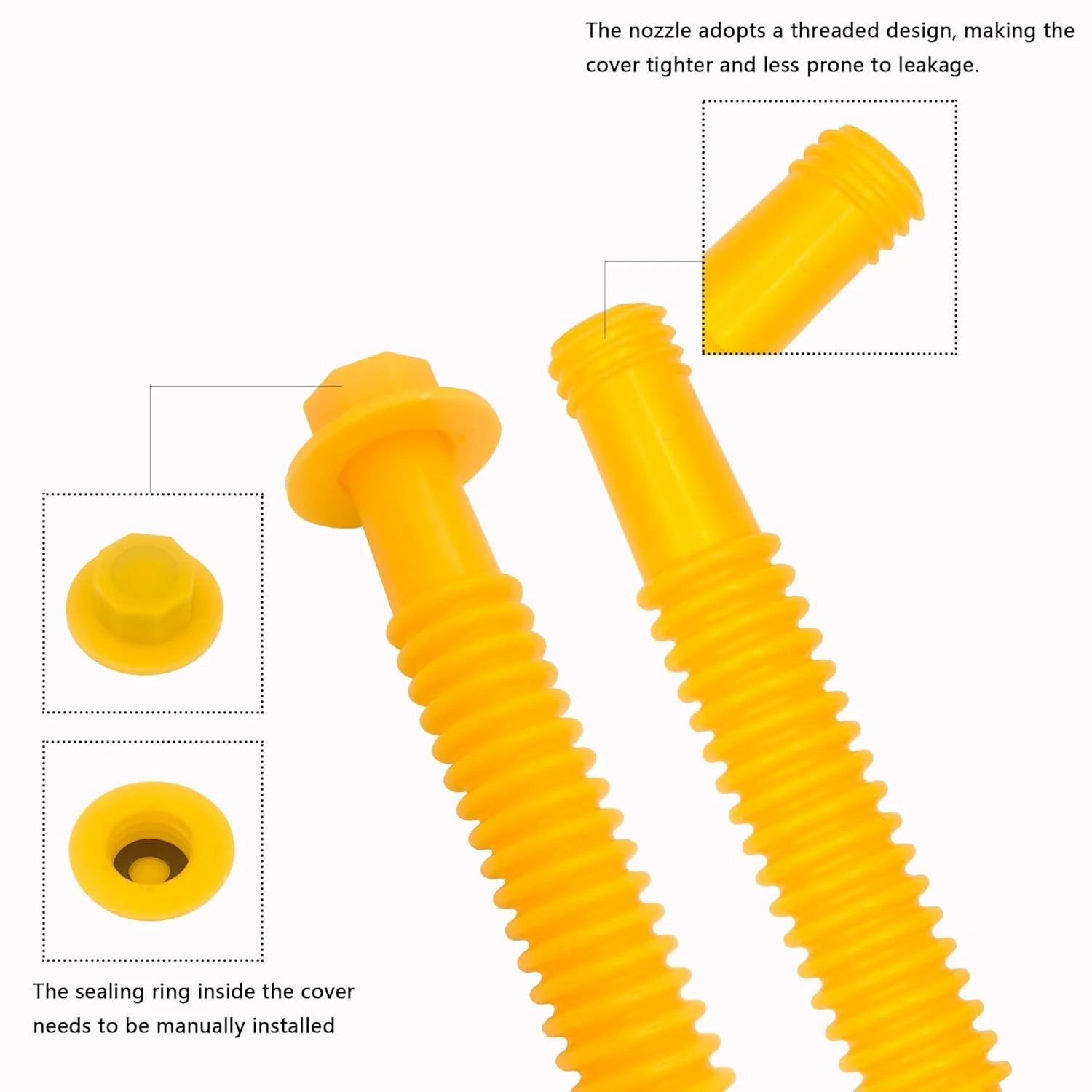 مجموعه جایگزینی لوله خروجی قوطی بنزین، نصب آسان لوله قوطی بنزین مدل قدیمی، لوله انعطاف پذیر مناسب برای اکثر قوطی های روغن 1/2/5/10 گالنی (6 عددی - زرد)
